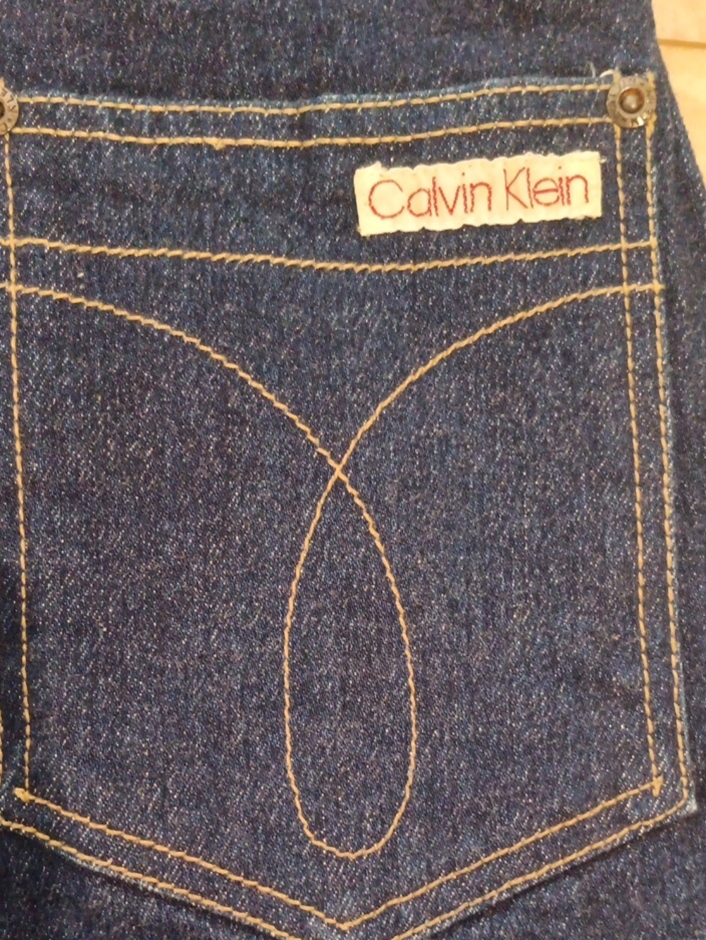 Vtg Calvin Klein Dark Blue Denim Jeans - Back Pocket Logo - Picture 2 of 12